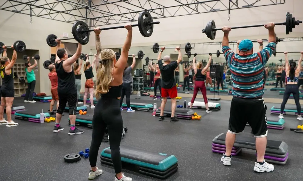 Body pump class with Sally.