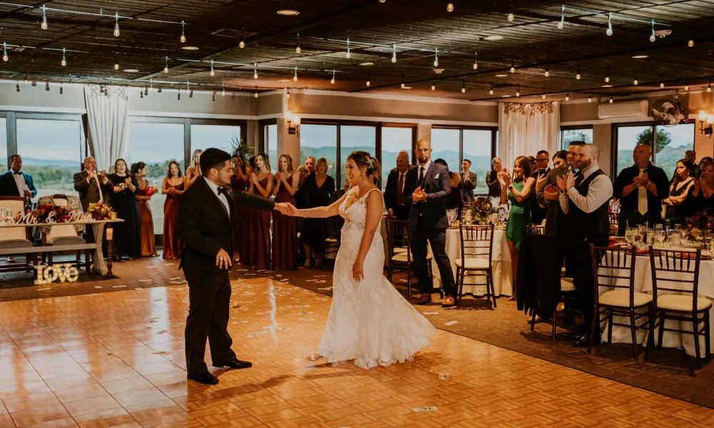 Bride and groom dancing during their Bailigh bluff house Ballyowen reception.