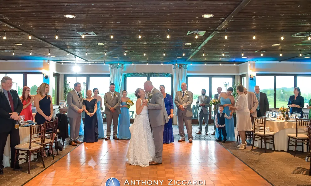 Couple's first dance during their reception at Ballyowen Bailigh Bluff House 