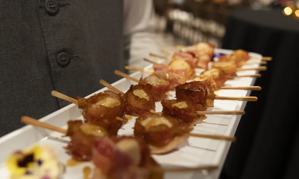 Appetizers being served in Diamond Cocktail Room. 