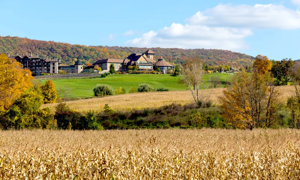 Cornfield in front of Crystal Springs Country Club during the fall