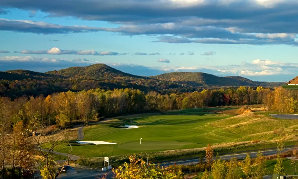 A view at sunset looking over the fairway of Cascades Golf Club