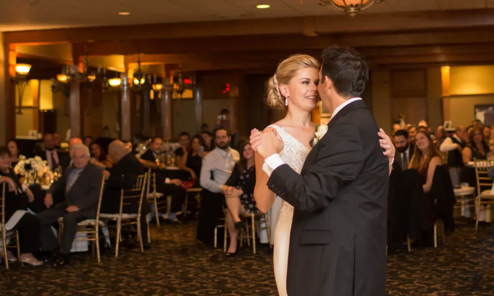 Bride and groom dancing at Black Bear wedding reception