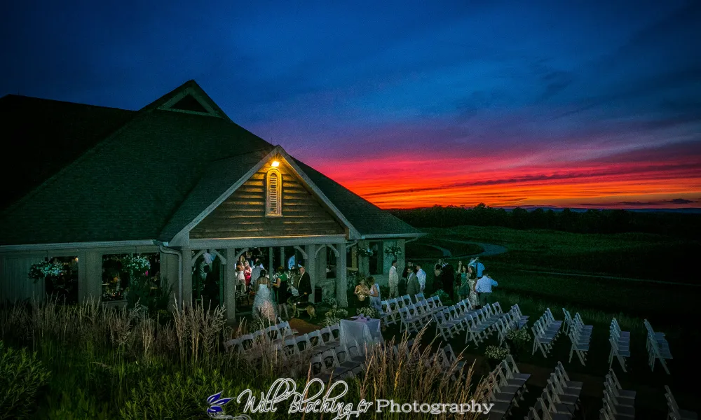 Vibrant sunset behind Ballyowen golf club 