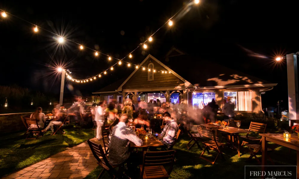 Outdoor seating at Ballyowen wedding reception