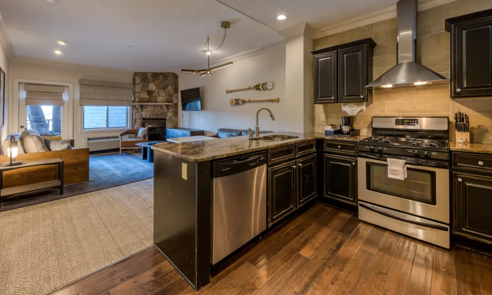 Living area in 1 bedroom suite at Grand Cascades Lodge