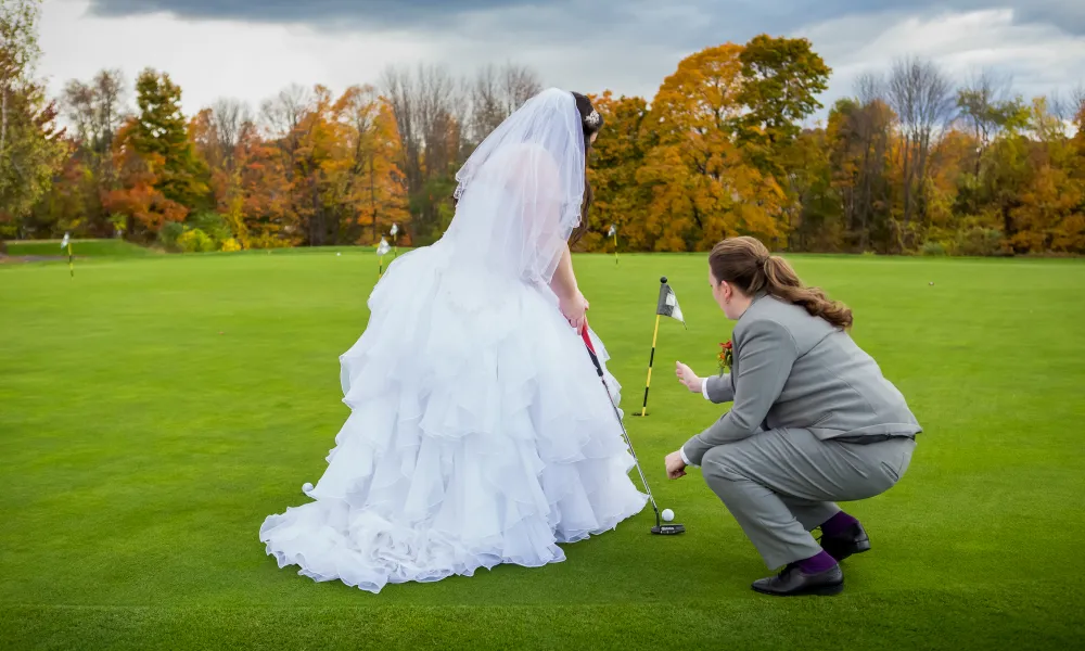 Brides putting in wedding outfits at Black Bear Country CLub