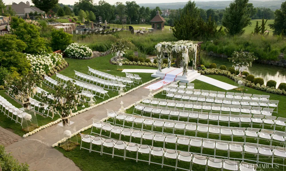 Overview of wedding ceremony set up