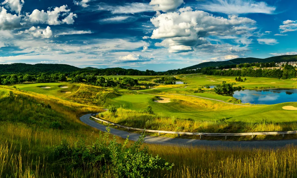 Panoramic view of Wild Turkey golf course at Crystal Springs Resort