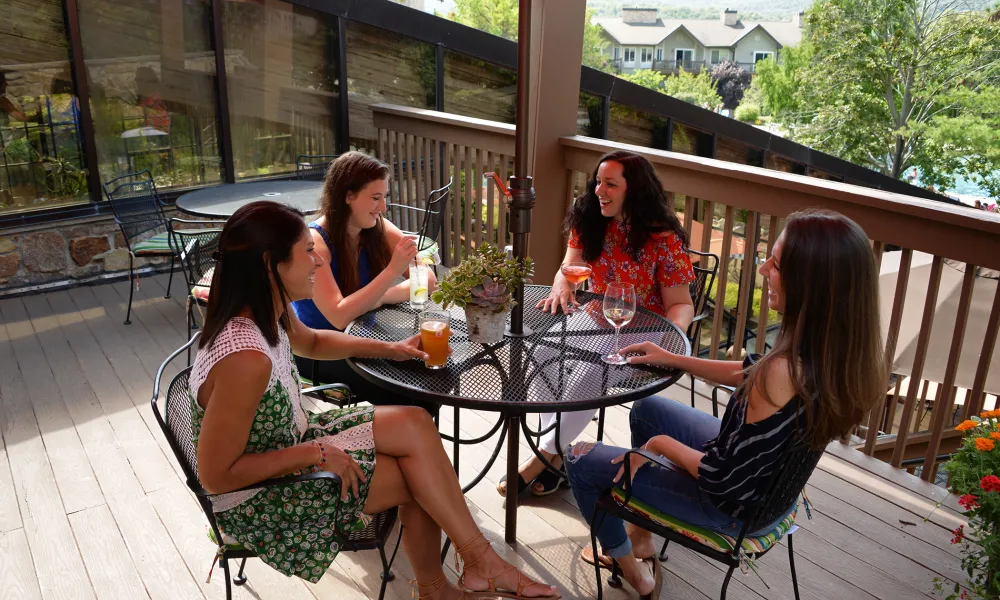 Girlfriends enjoying lunch at Kites Restaurant outdoor area