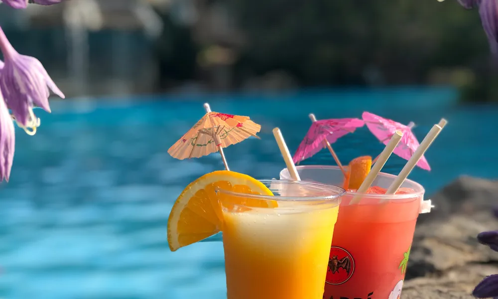 Rum buckets poolside at Minerals Hotel