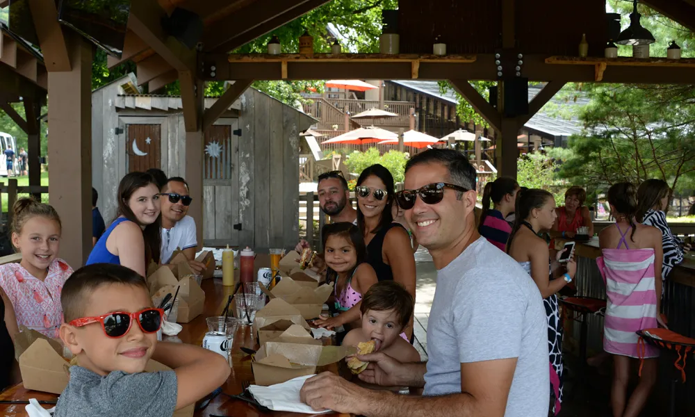 Family enjoying lunch at Moonshine + The Farmstand