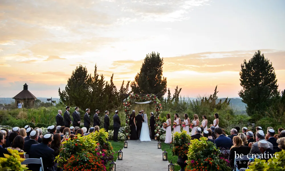 Jewish wedding ceremony at sunset