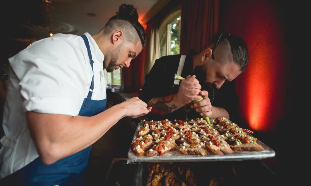 Chefs playing crostini at NJ Wine and Food Festival