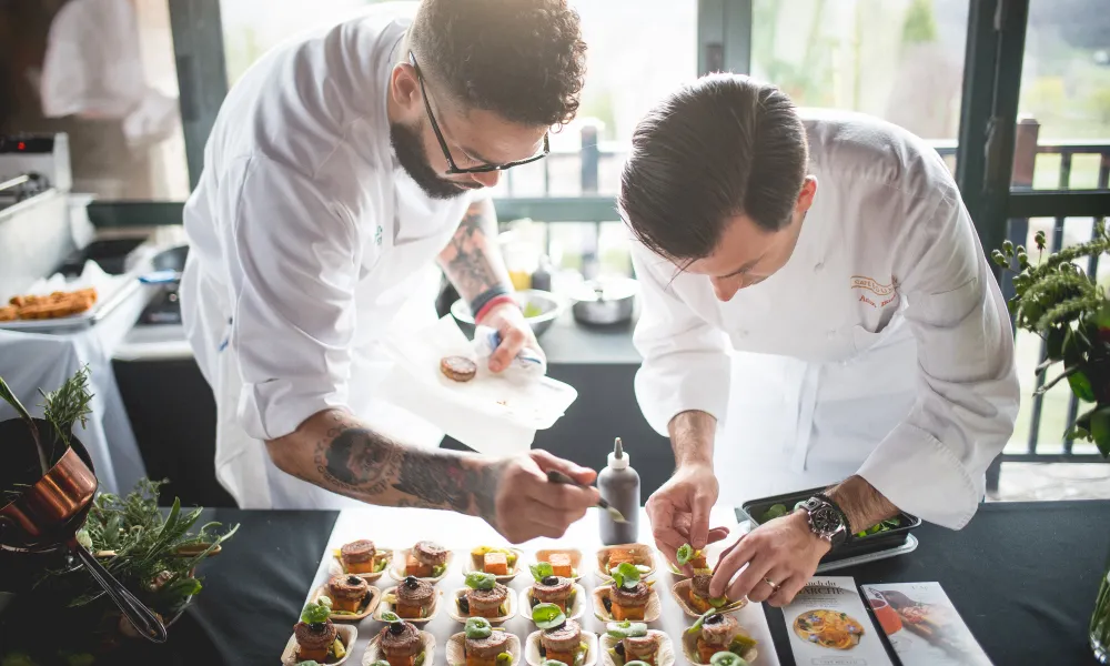 Chefs plating food at NJ Wine Festival hosted at Crystal Springs Resort in NJ