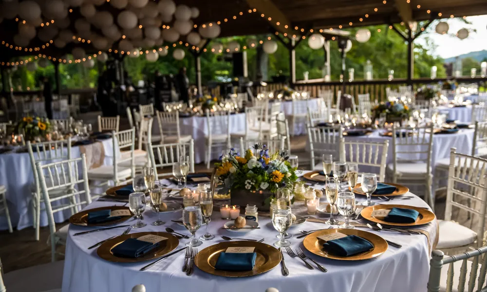 Sweetgrass Pavillion wedding reception set up at Crystal Springs Resort in NJ