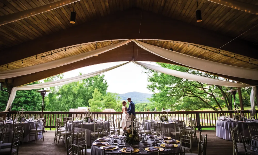 Wedding couple at Sweetgrass Pavillion