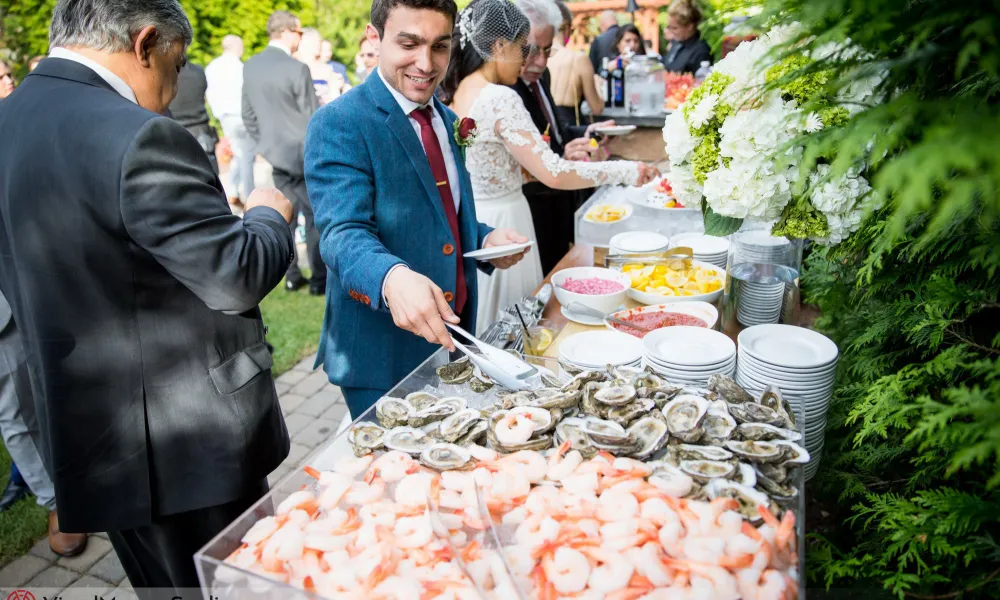 Shrimp and clams and wedding cocktail hour