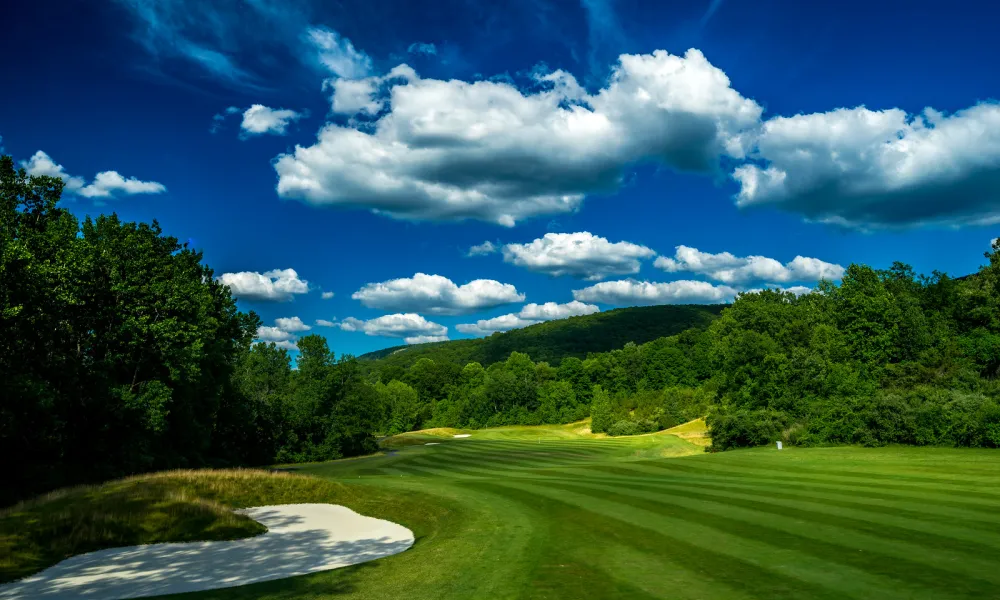 A view of the fairway at Cascades Golf Club at Crystal Springs Resort