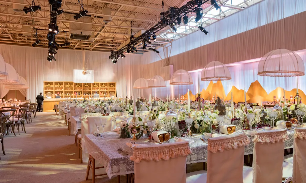 Celebration set up in a ballroom