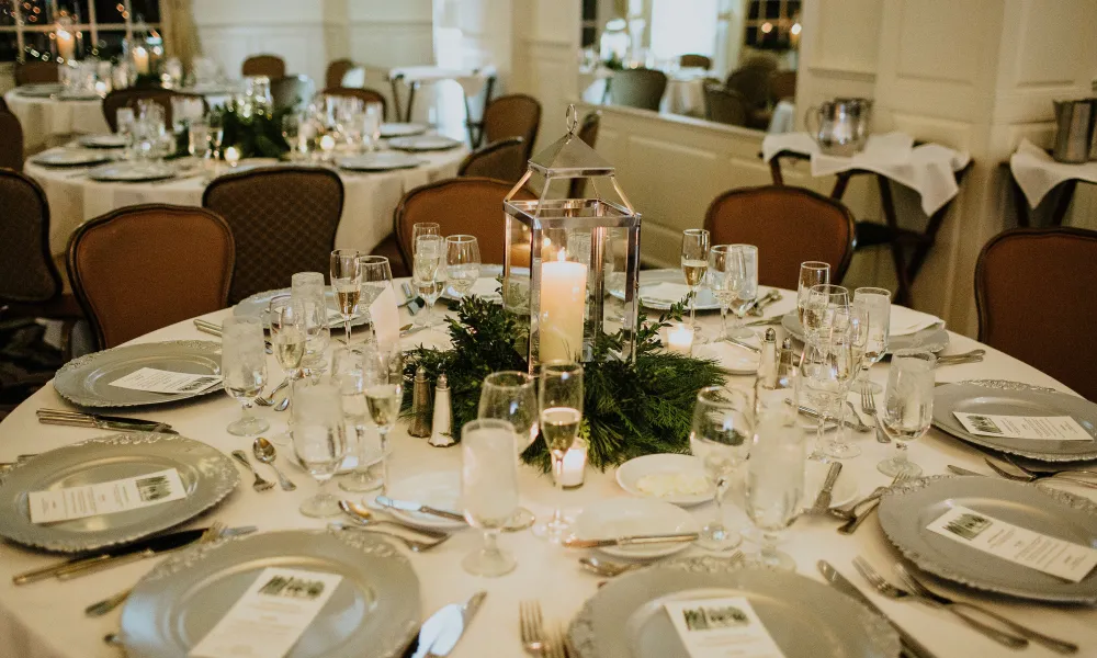 Table set at wedding reception at Crystal Springs Resort in NJ