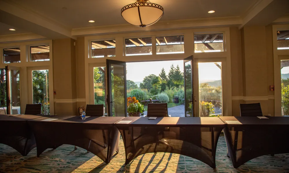 View of the Garden Patio from the Garden Meeting Room at Crystal Springs Resort