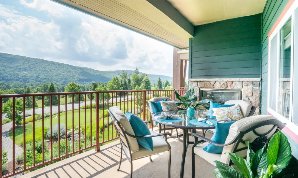 Furnished balcony at Grand Cascades Lodge