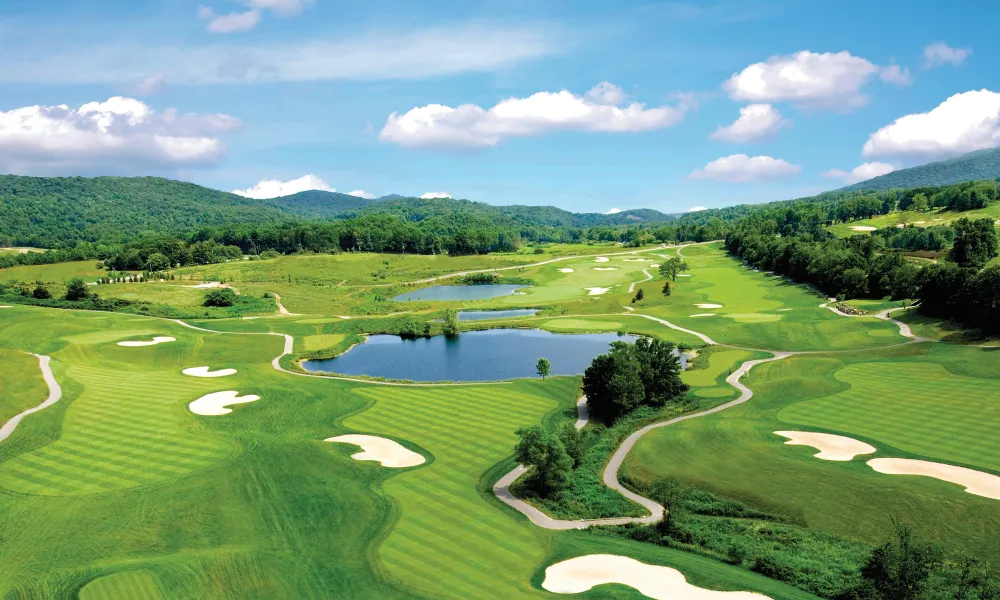 Aerial view of Wild Turkey golf course at Crystal Springs Resort