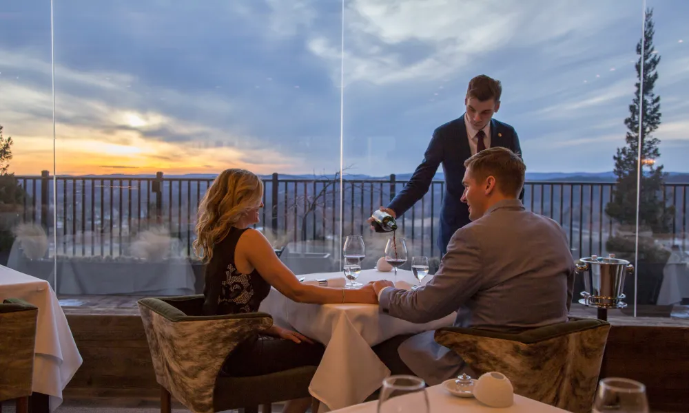 Couple dining with a view