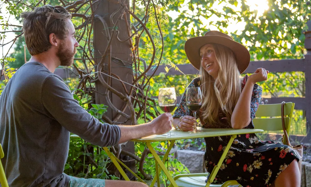 Couple enjoying drinks at Chef's Garden