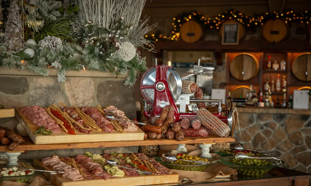 Catered meat display in the Rotunda at Crystal Springs Resort NJ