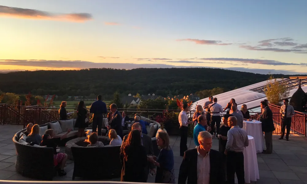 outdoor event space with view of sunset