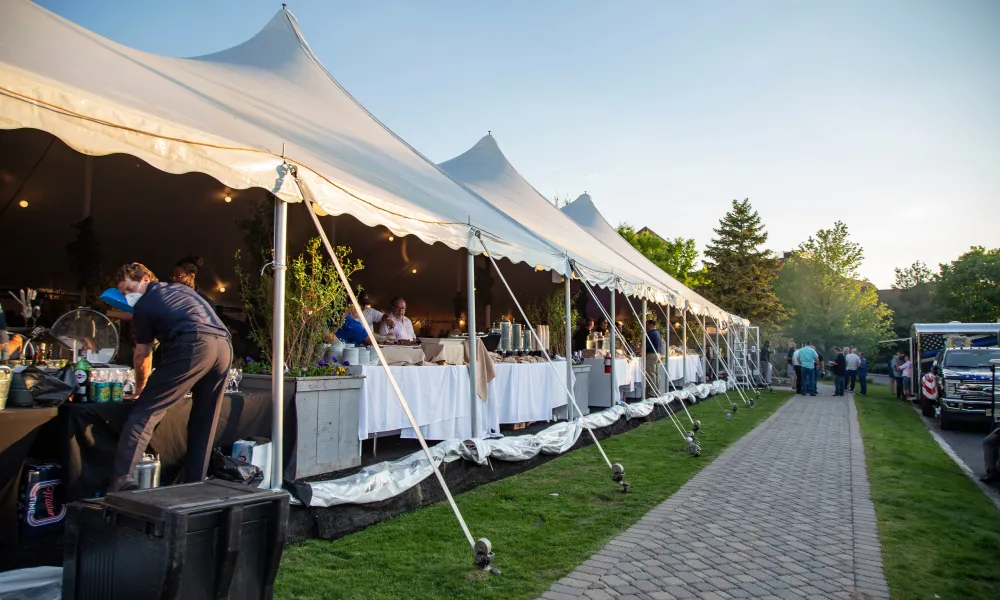 Party under a banquet tent at Crystal Springs Resort