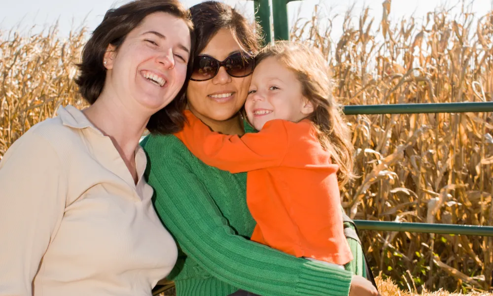 Family on hay ride