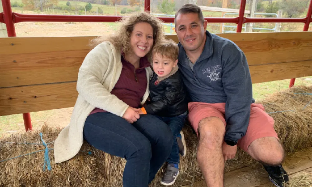 Family on hay ride