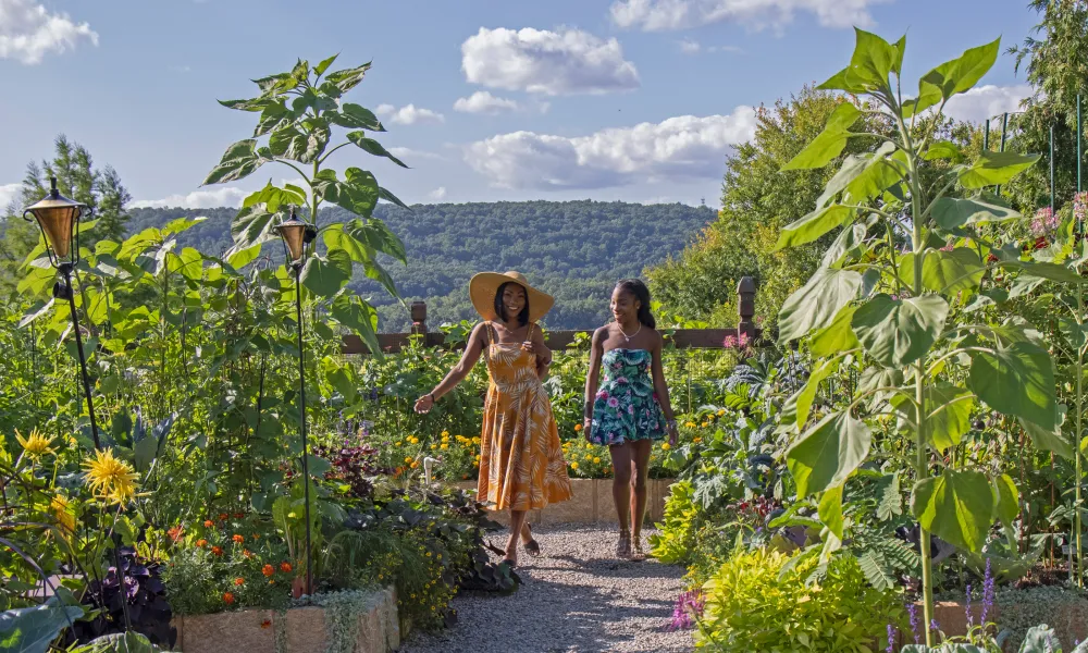 Women walking around Chef's Garden