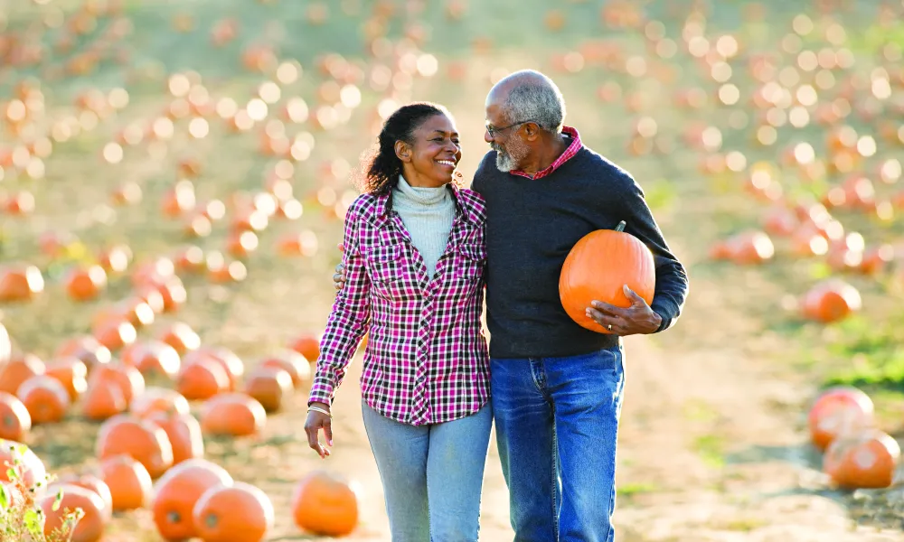 Couple at pumpkin patch