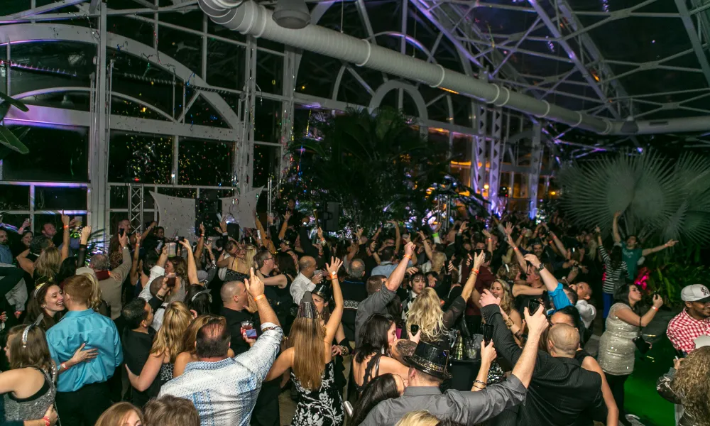 Ball drop on New Year's Eve celebration in Biosphere at Crystal Springs Resort in NJ