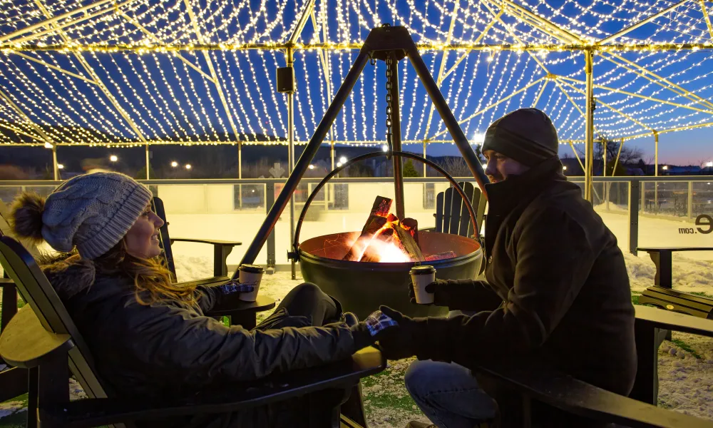 Couple Fireside at the Glice Rink