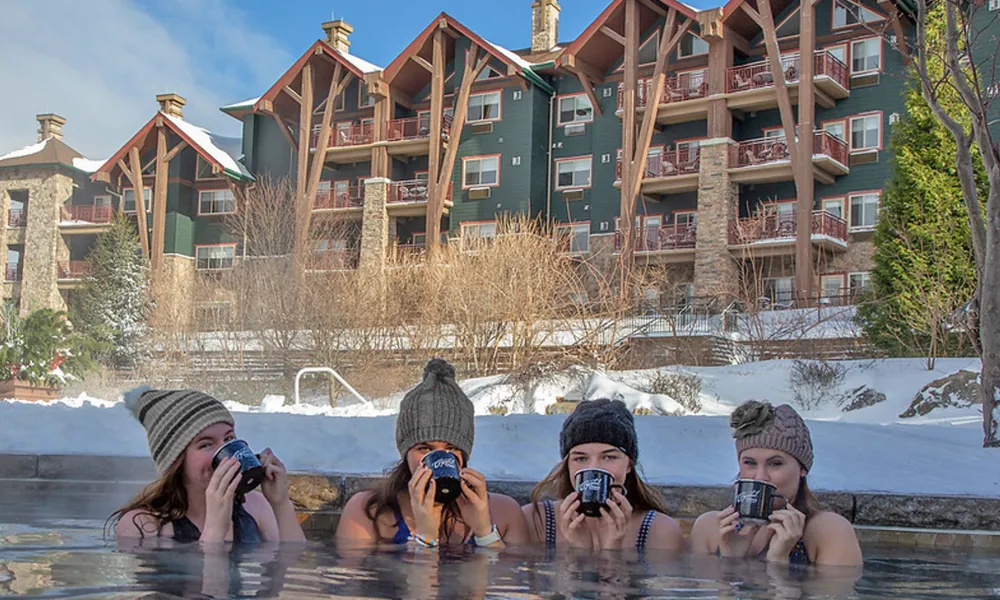 Snow pool hot chocolate at Grand Cascades Lodge at Crystal Springs Resort in NJ