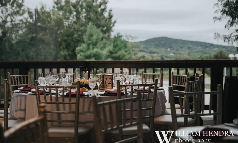 Sweetgrass Pavillion wedding reception table set at Crystal Springs Resort in NJ