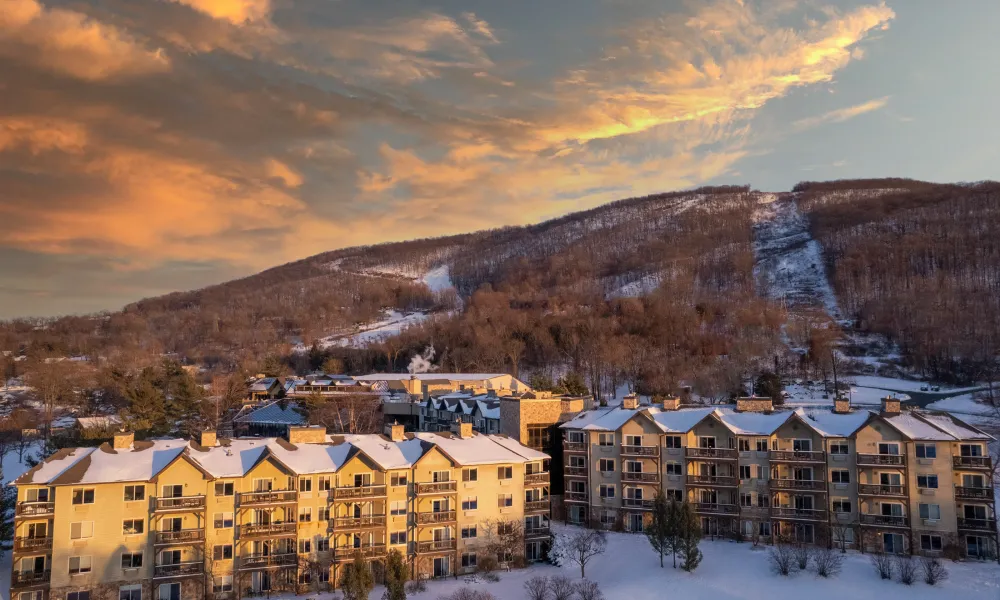 Winter exterior view of Minerals Hotel