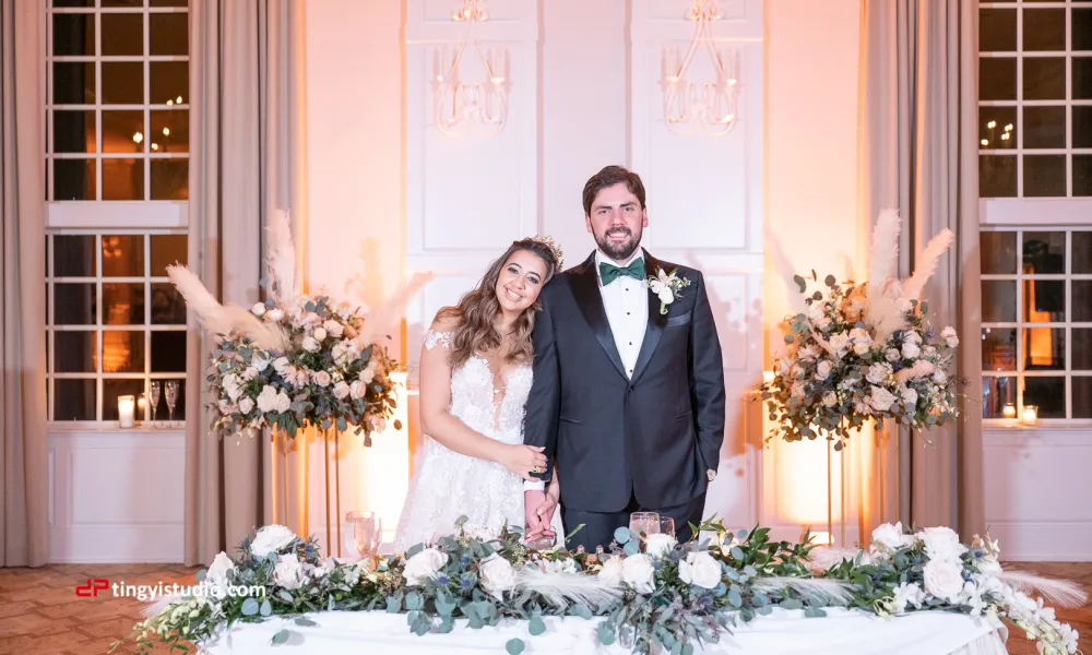 Bride and Groom together at the sweetheart table