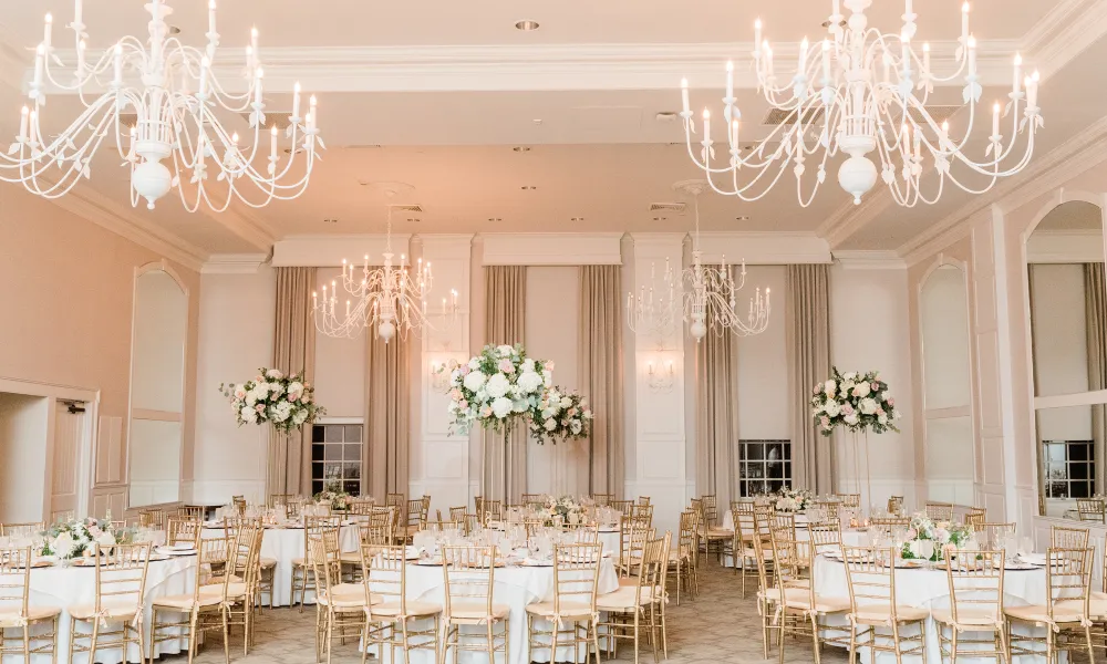 Wedding setup in Emerald Ballroom at Crystal Springs Resort