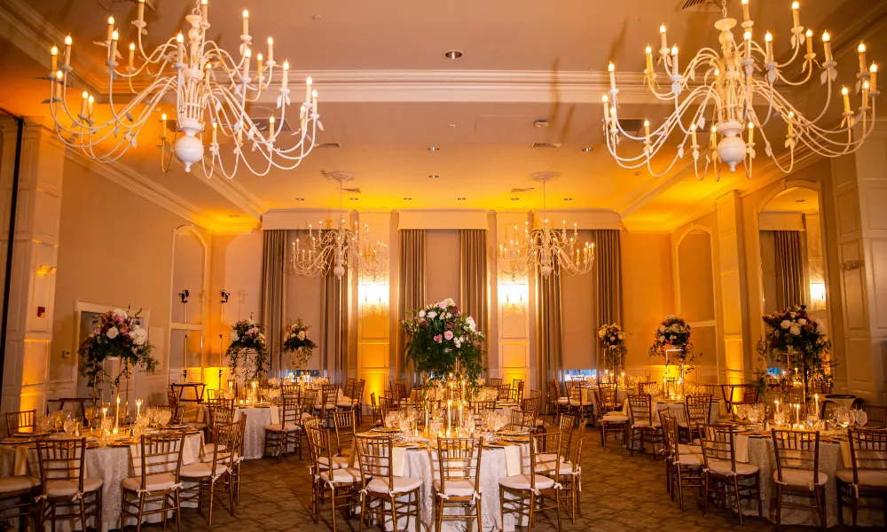 Wedding setup in Emerald Ballroom at Crystal Springs Resort