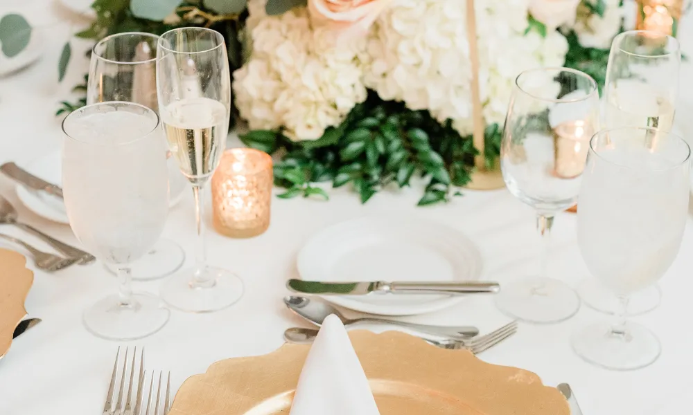 Elegant table set for wedding reception