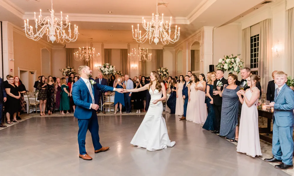 Bride and Groom sharing the dance floor for first dance together