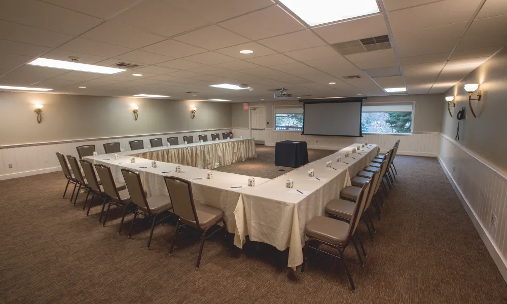 The Quartz Room set up for a meeting at Minerals Hotel