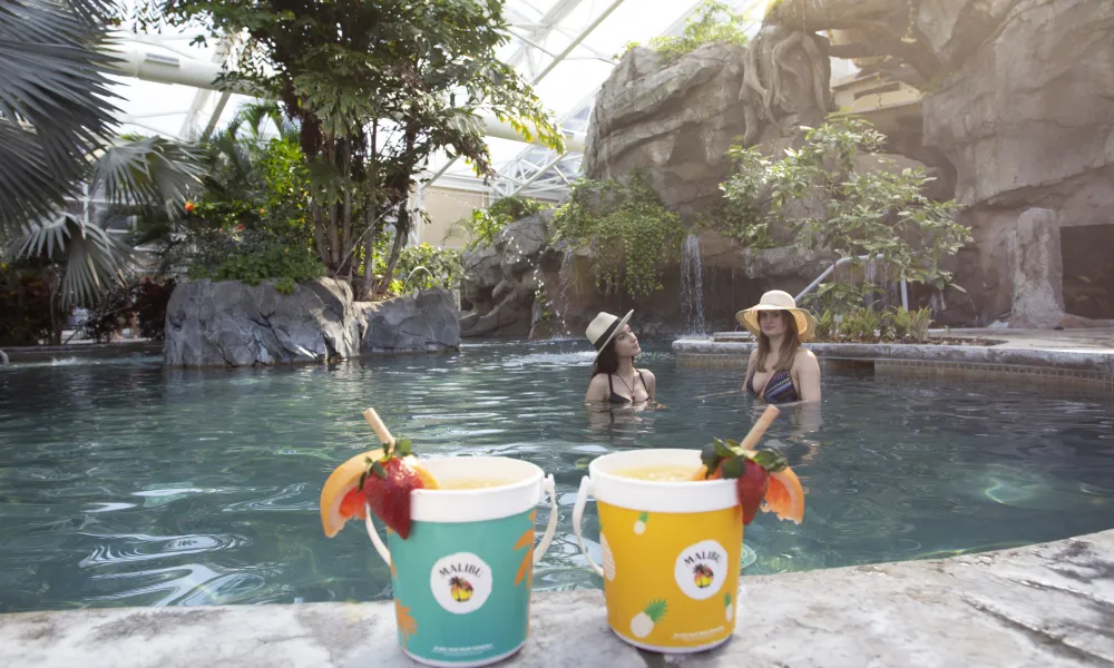 Rum Buckets by the pool at Biosphere Indoor Pool