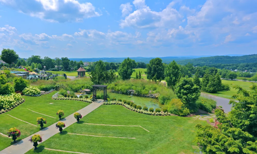 Overview of the Clubhouse Wedding Garden at Crystal Springs Resort in NJ